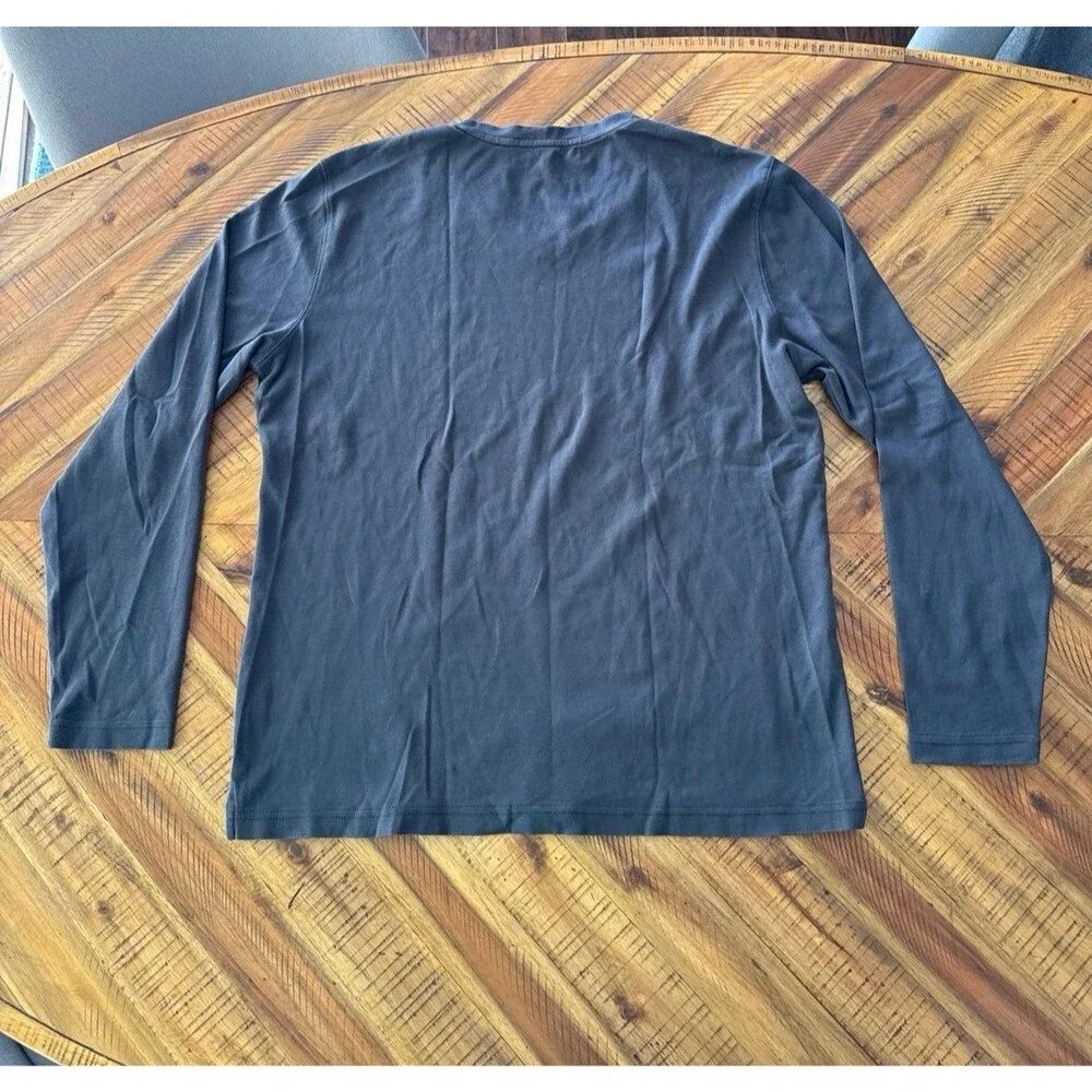 Robert Barakett Men’s Large Long Sleeve V-Neck T-Shirt Charcoal Gray Luxury Soft